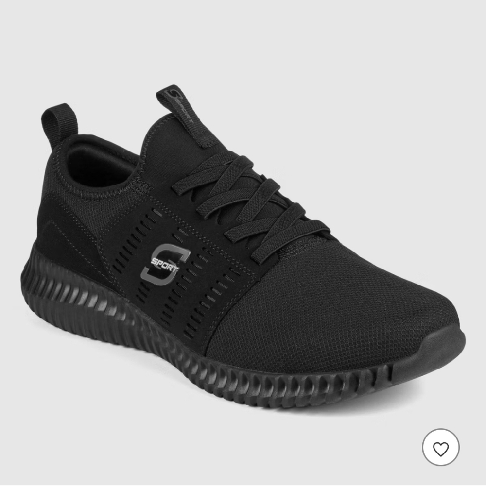 Sporto Black Men's Knit Lace-Up Athletic Sneaker